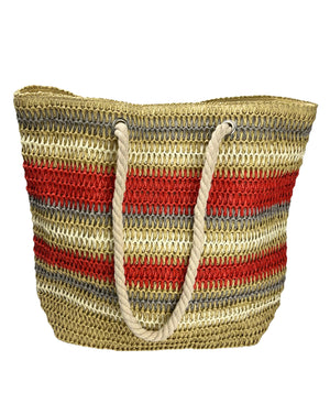 Stripe Straw Tote