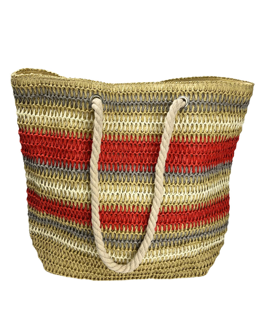 Stripe Straw Tote