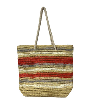 Stripe Straw Tote