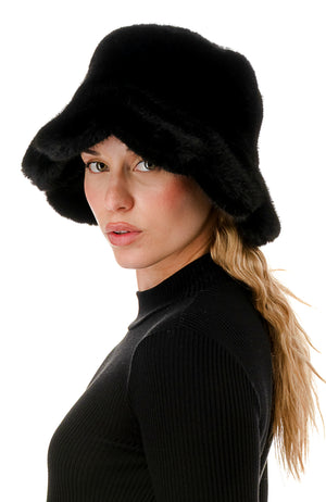 Scalloped Faux Fur Bucket Hat