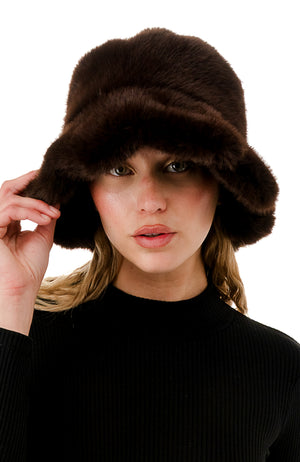 Scalloped Faux Fur Bucket Hat