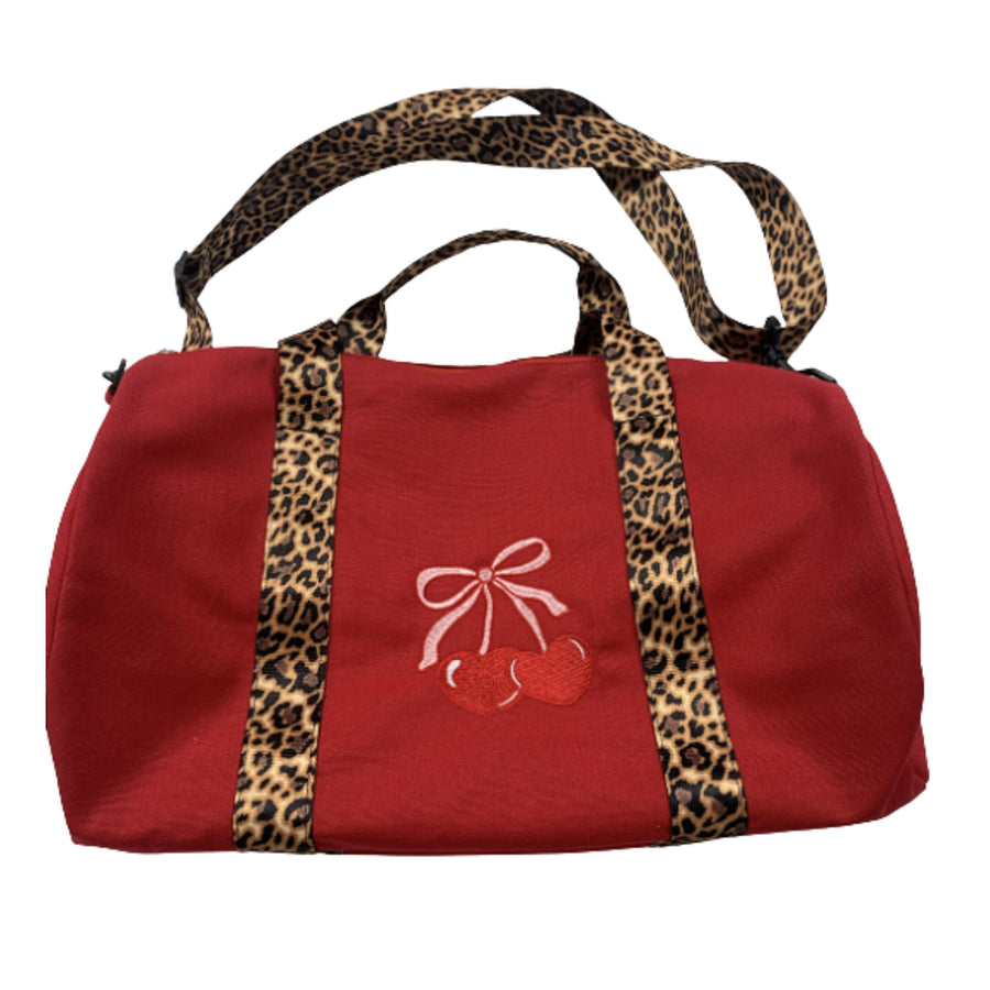 Leopard Cherry Canvas Duffel