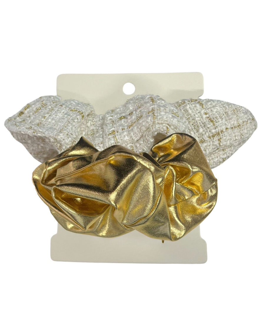 Tweed & Metallic Scrunchie Set