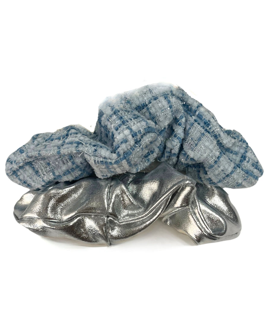 Tweed & Metallic Scrunchie Set