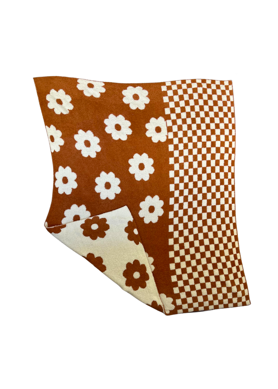 Cozy Checkered Flower Blanket