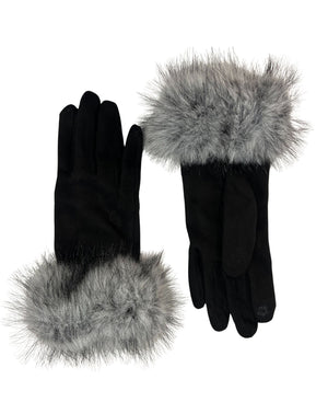 Vegan Suede Glove with Fux Fur Cuff