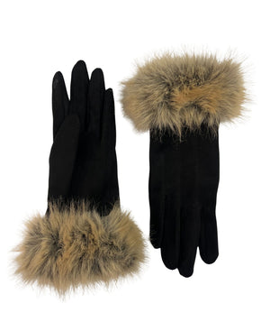 Vegan Suede Glove with Fux Fur Cuff