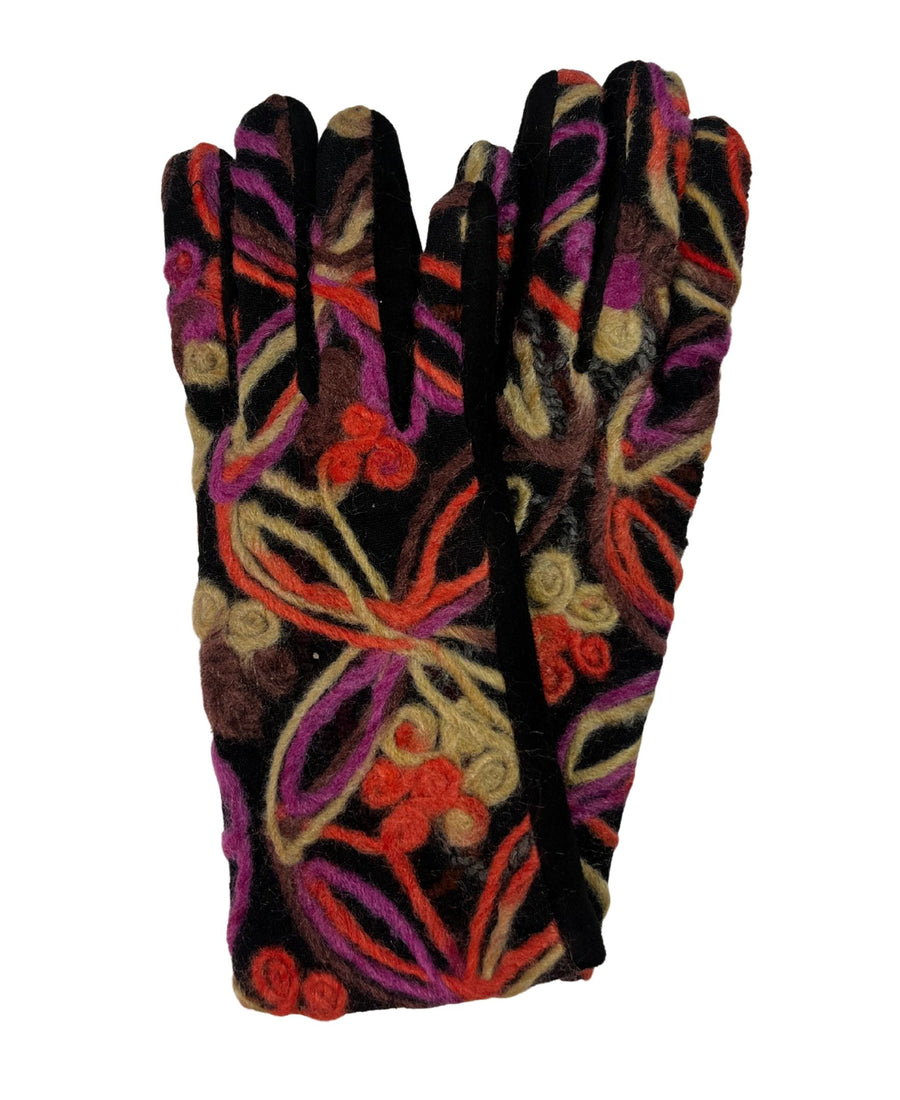Vegan Suede Yarn Print Glove