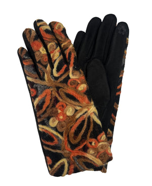Vegan Suede Yarn Print Glove