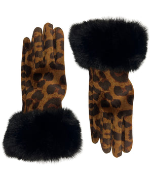 Velvet Cheetah Print Glove