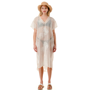 Embroidered Sheer Caftan