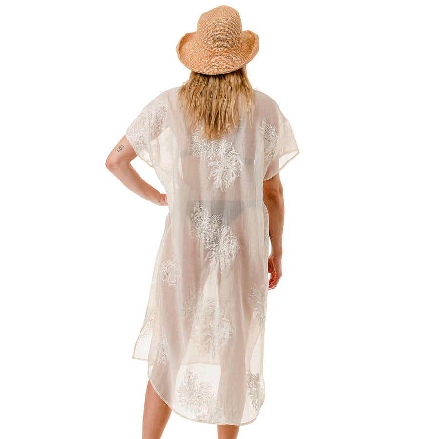 Embroidered Sheer Caftan