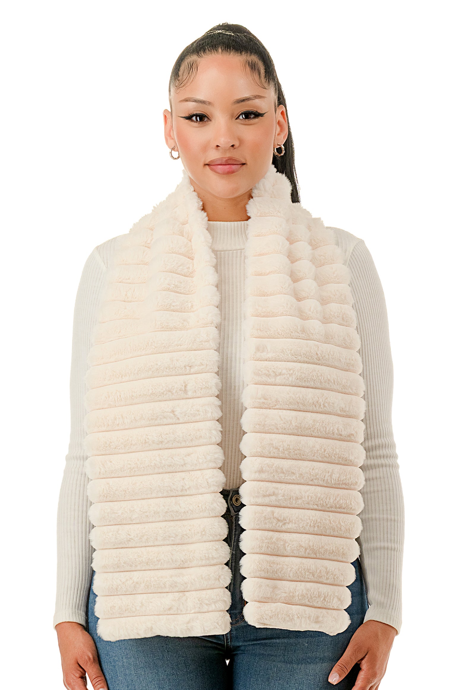NWT Vince Camuto Faux Fur Earmuffs w/ Embellished Headband & Marcus Adler Gloves Mink Fur Earmuffs with Velvet Band in White: FurHatWorld.com main image 2
